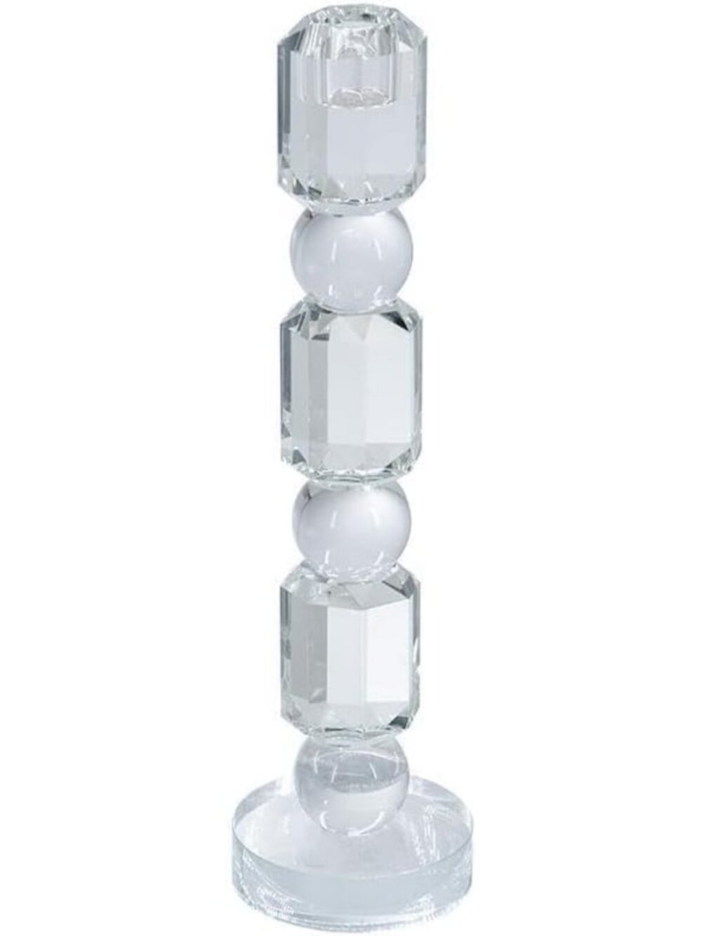 Elegant Faceted Crystal Candlestick Holder - Modern Octagonal Taper Candle Decor